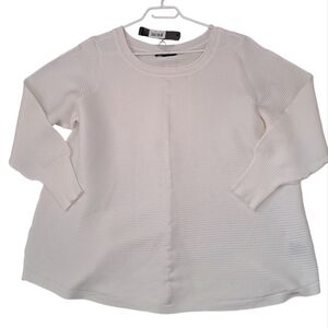 CYRUS plus ribbed tunic top sweater bone shade coastal minimalist comfort 2X